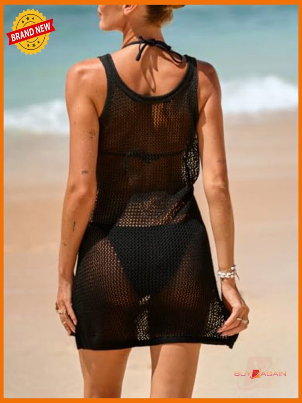 Crochet Beach Cover Up Dress Sleeveless 3D Floral Swimsuit Coverup - Picture 2 of 6